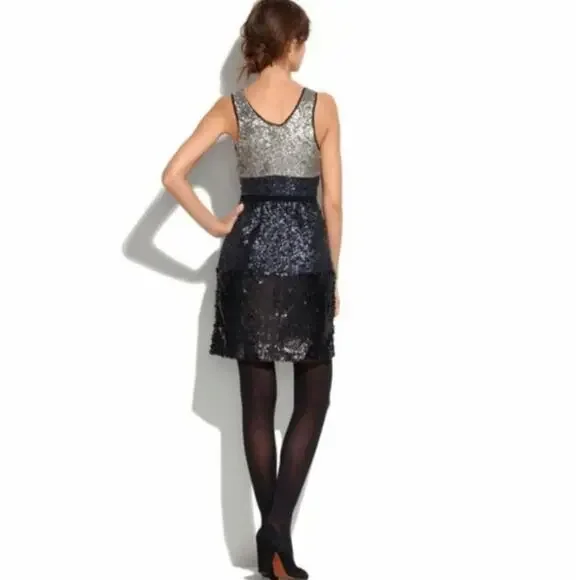 Madewell Broadway & Broome Sequin Colorblock Mini Cocktail Party Dress 8 Holiday - Picture 3 of 14